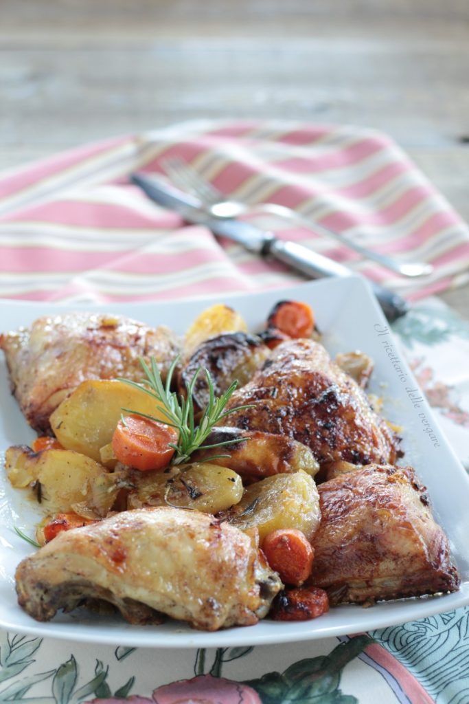 Frango assado com legumes
