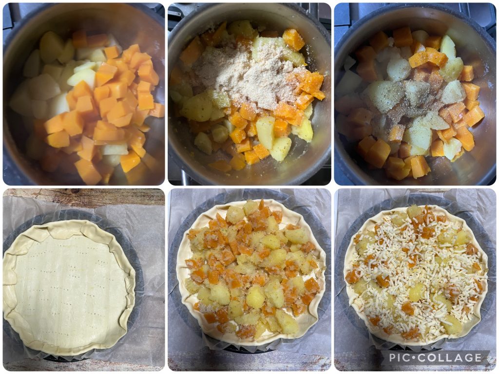 Torta salgada com abóbora e batatas