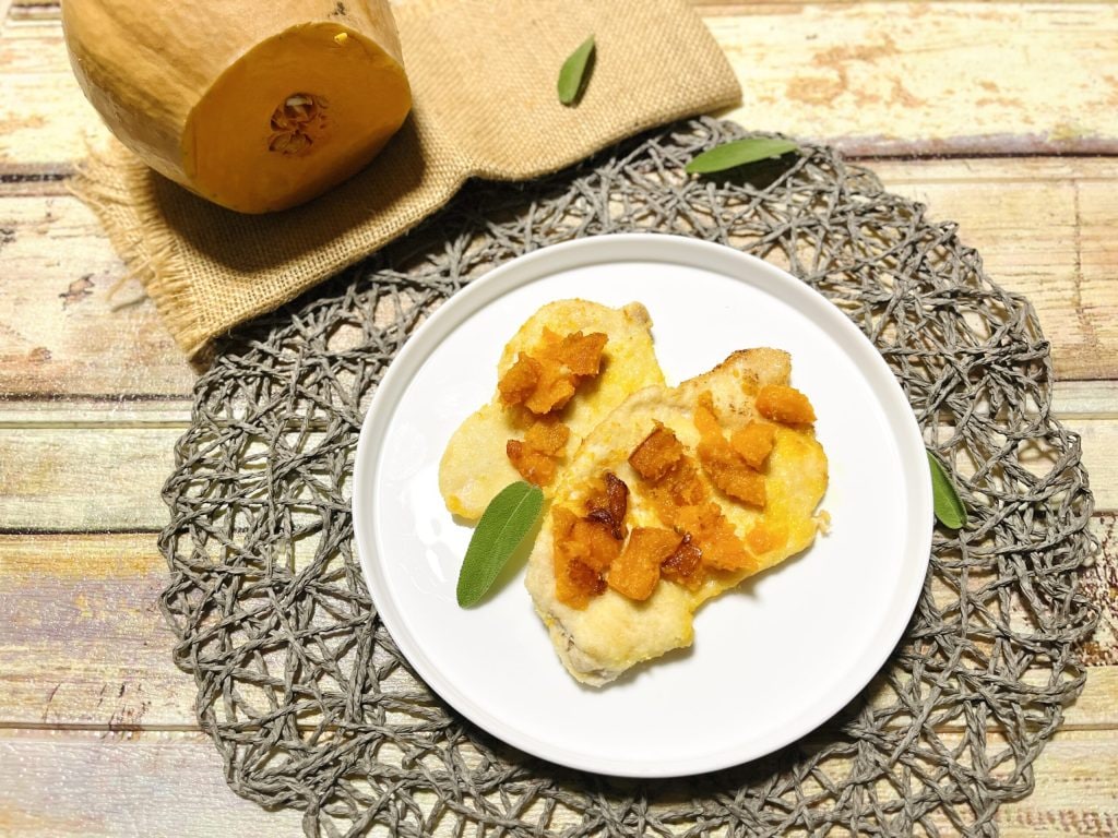 Escalopes de frango com abóbora