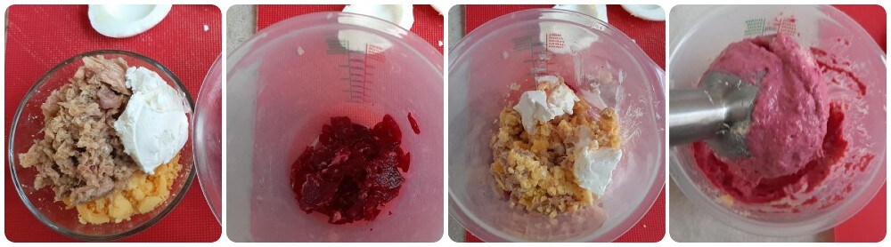 Ovos recheados com atum e beterraba