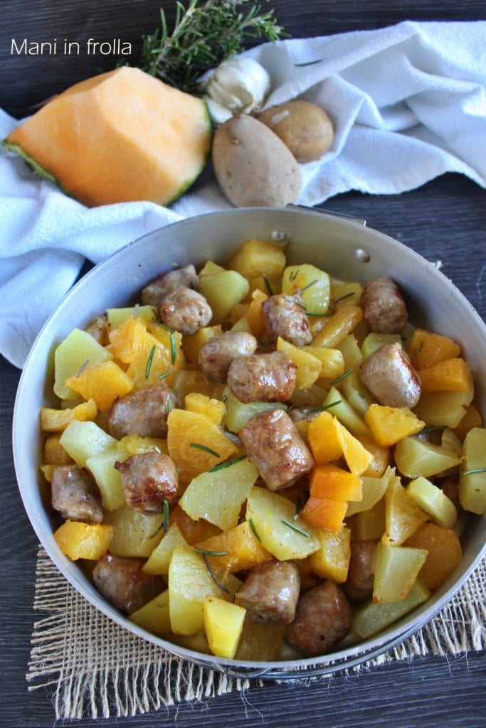 Abóbora com Batatas e Linguiça ao forno