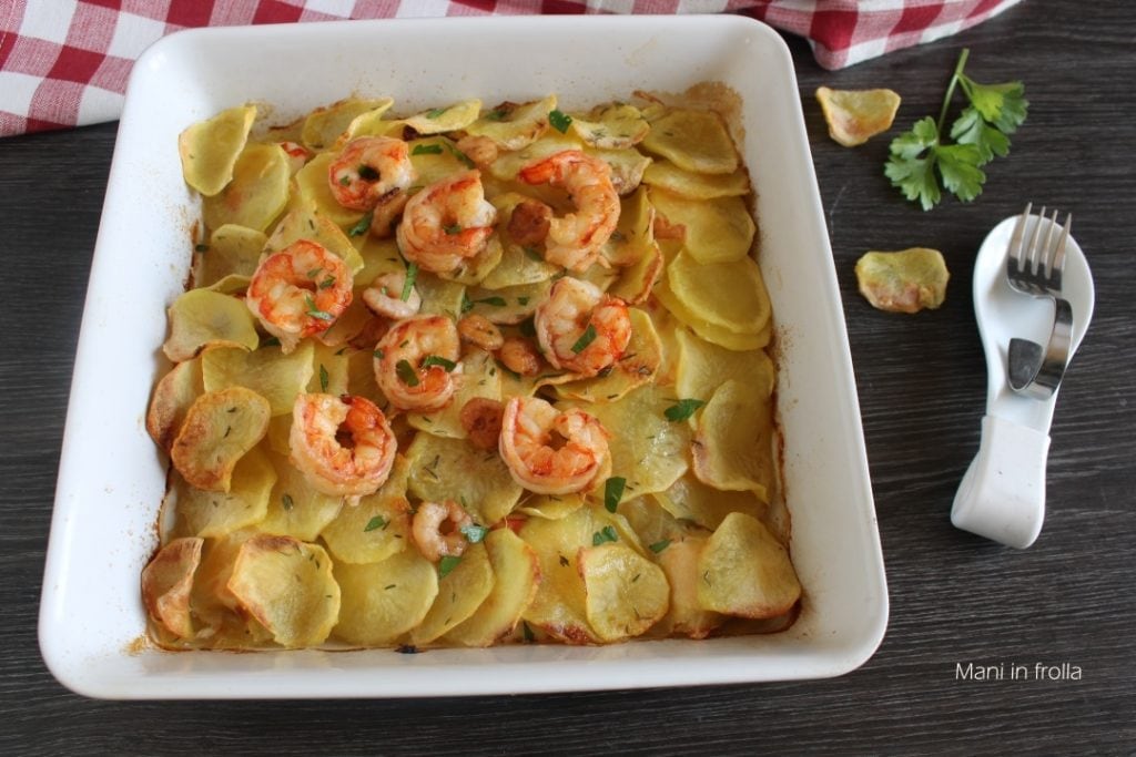 Salmão assado com Batatas e Camarões