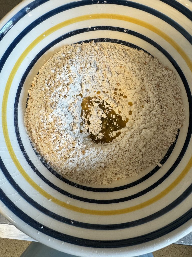 farinha e azeite para os malfatti integrais sem ovos