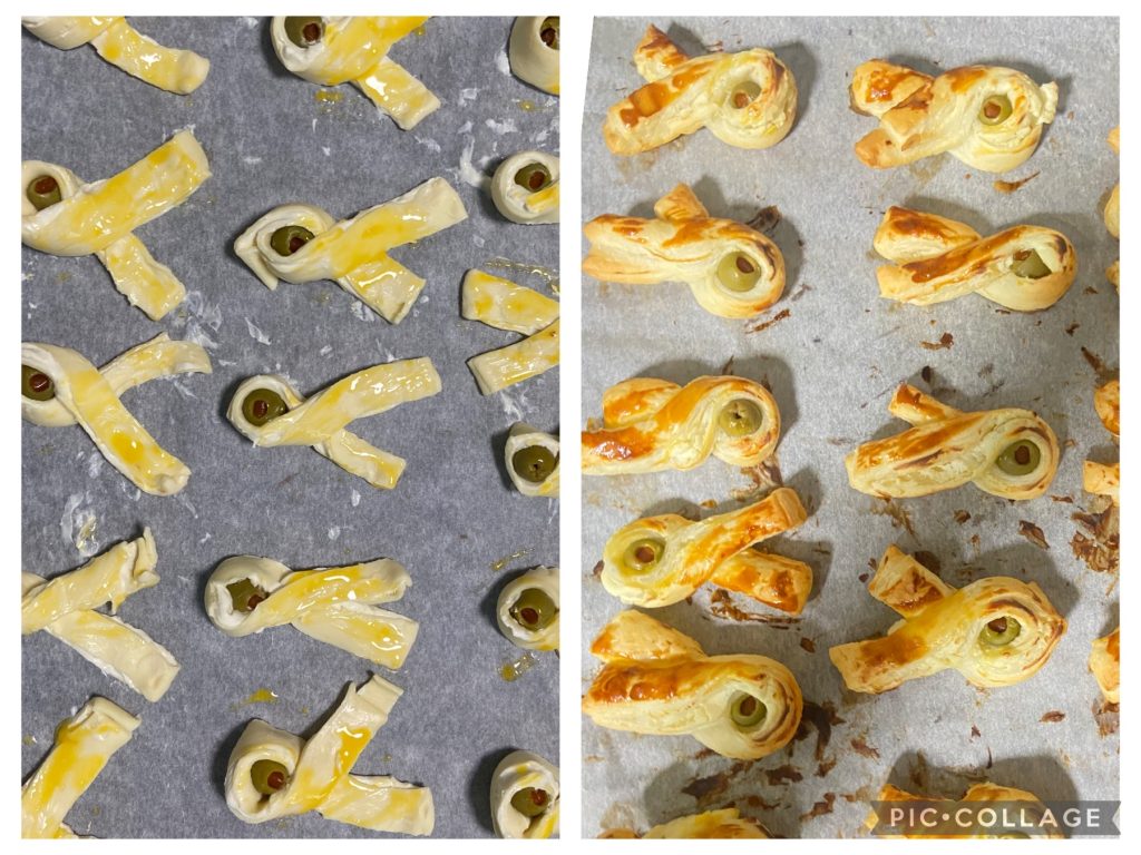 Coelhinhos de massa folhada com azeitonas