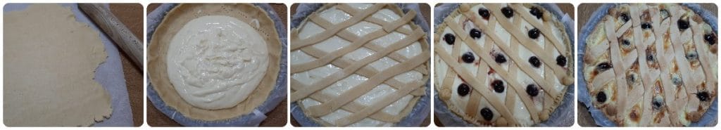 Torta com creme de limão e amarena