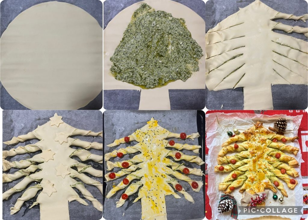 Árvore de massa folhada com pesto e ricota