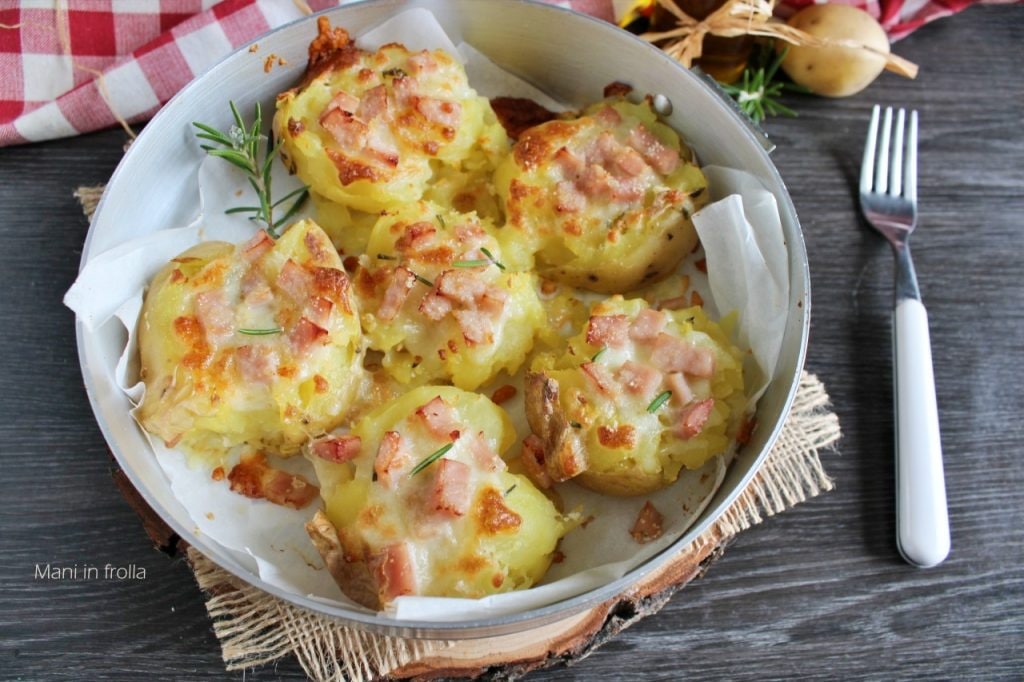 Batatas Amassadas ao Forno com Presunto e Queijo