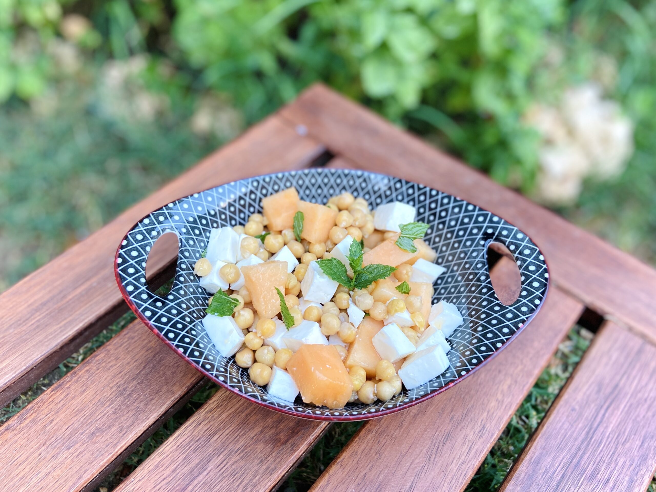 Salada de grão-de-bico e melão
