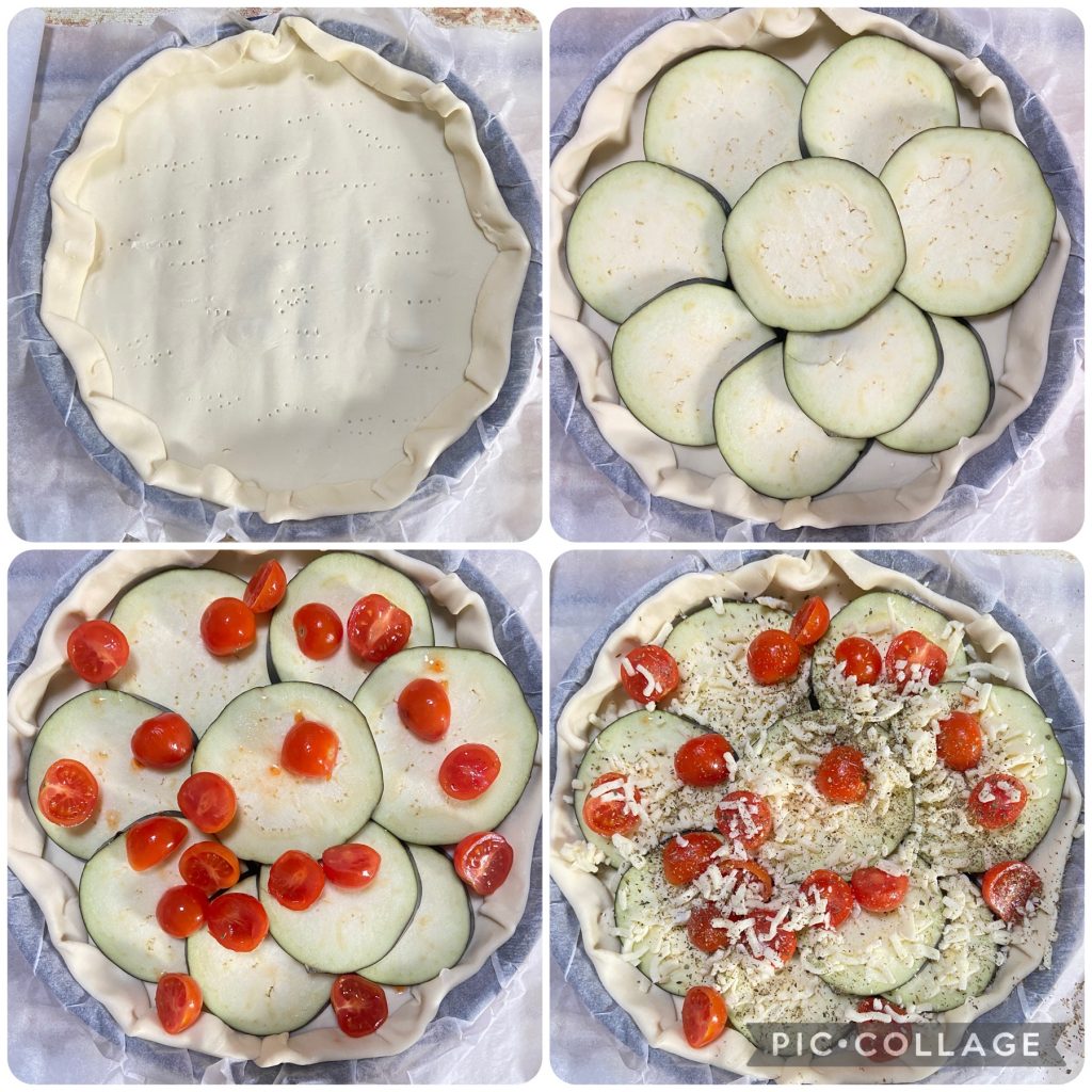 torta rústica com berinjela e tomatinhos