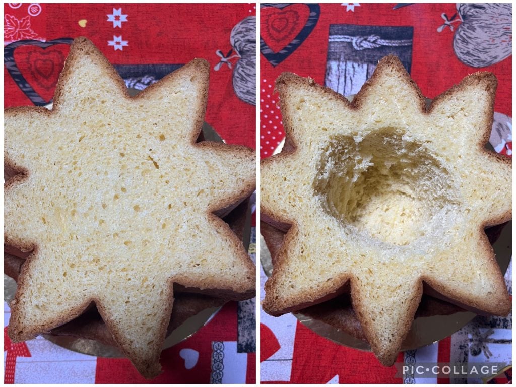 Pandoro recheado com creme de mascarpone