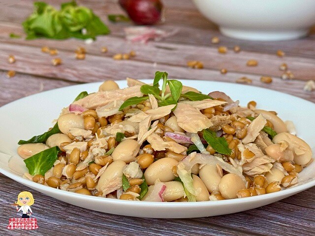 FARRO COM ATUM E FEIJÃO