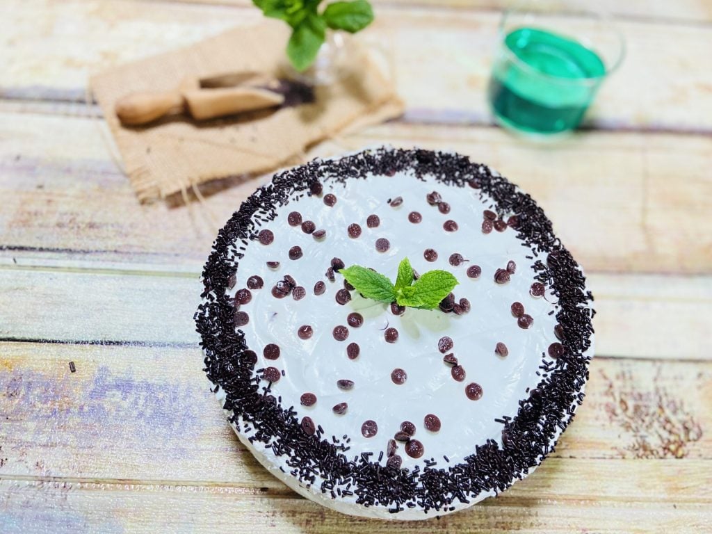 cheesecake de menta e chocolate