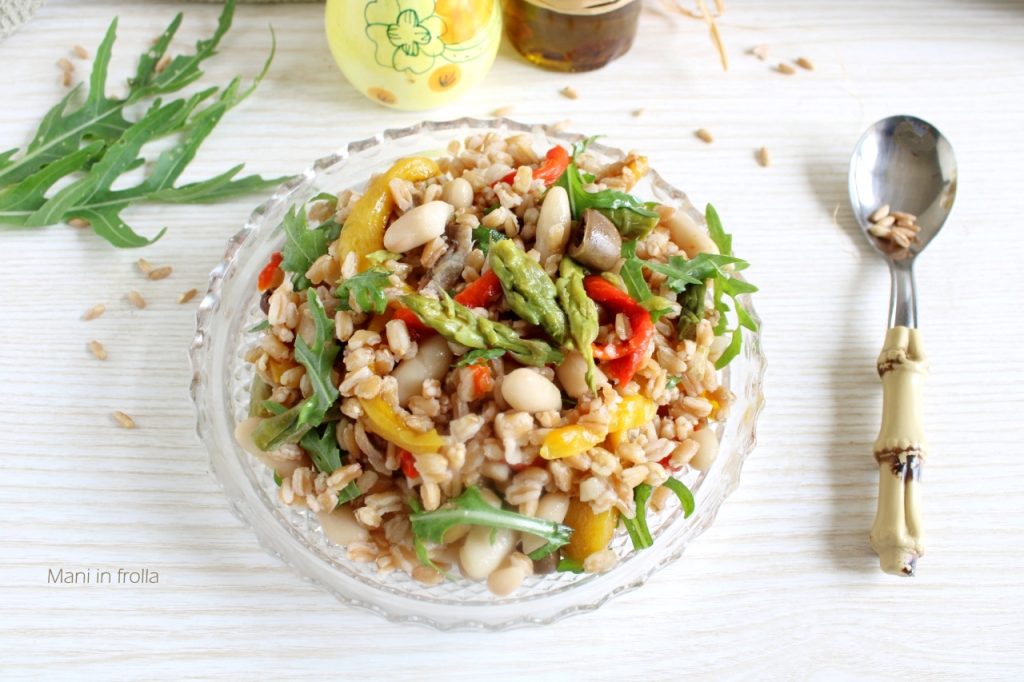 Salada de cevadinha com Pimentões Feijão e Anchovas