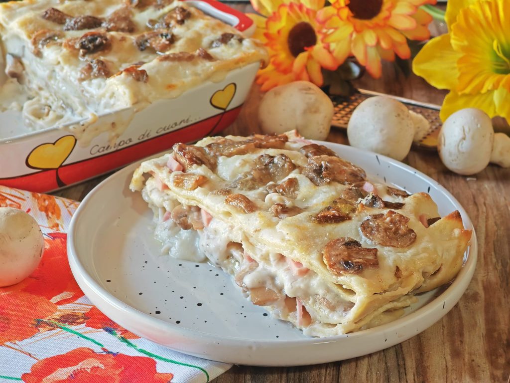 Lasanha com cogumelos e speck