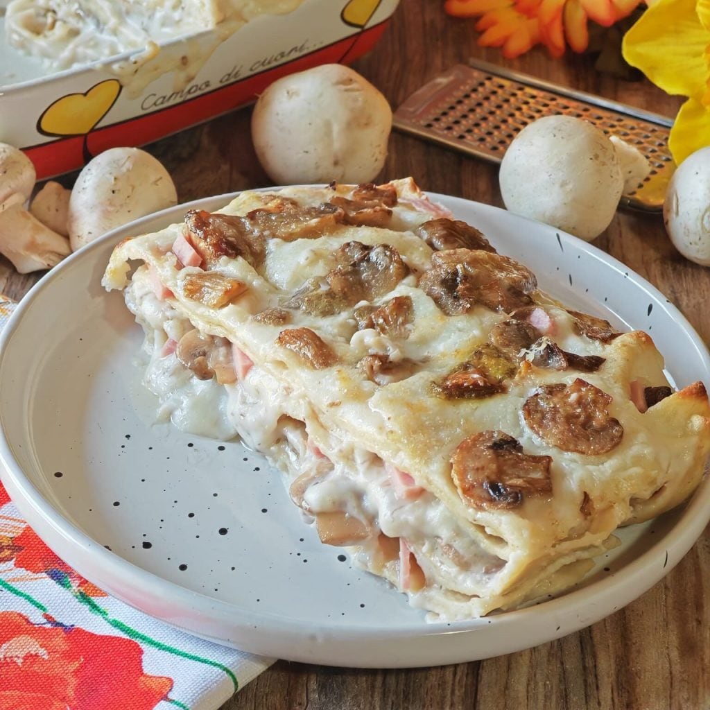 Lasanha com cogumelos e speck