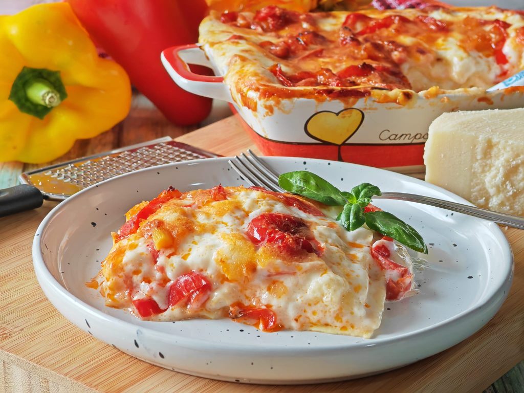 Lasanha de forno com pimentões