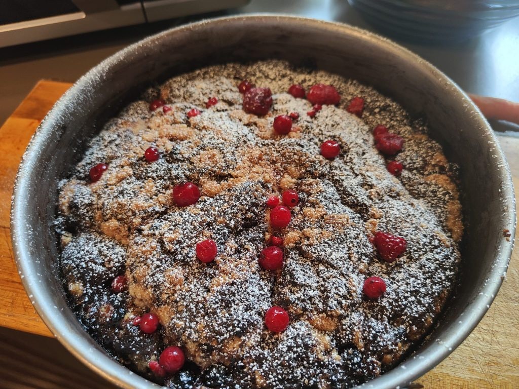 Bolo de chocolate com crumble