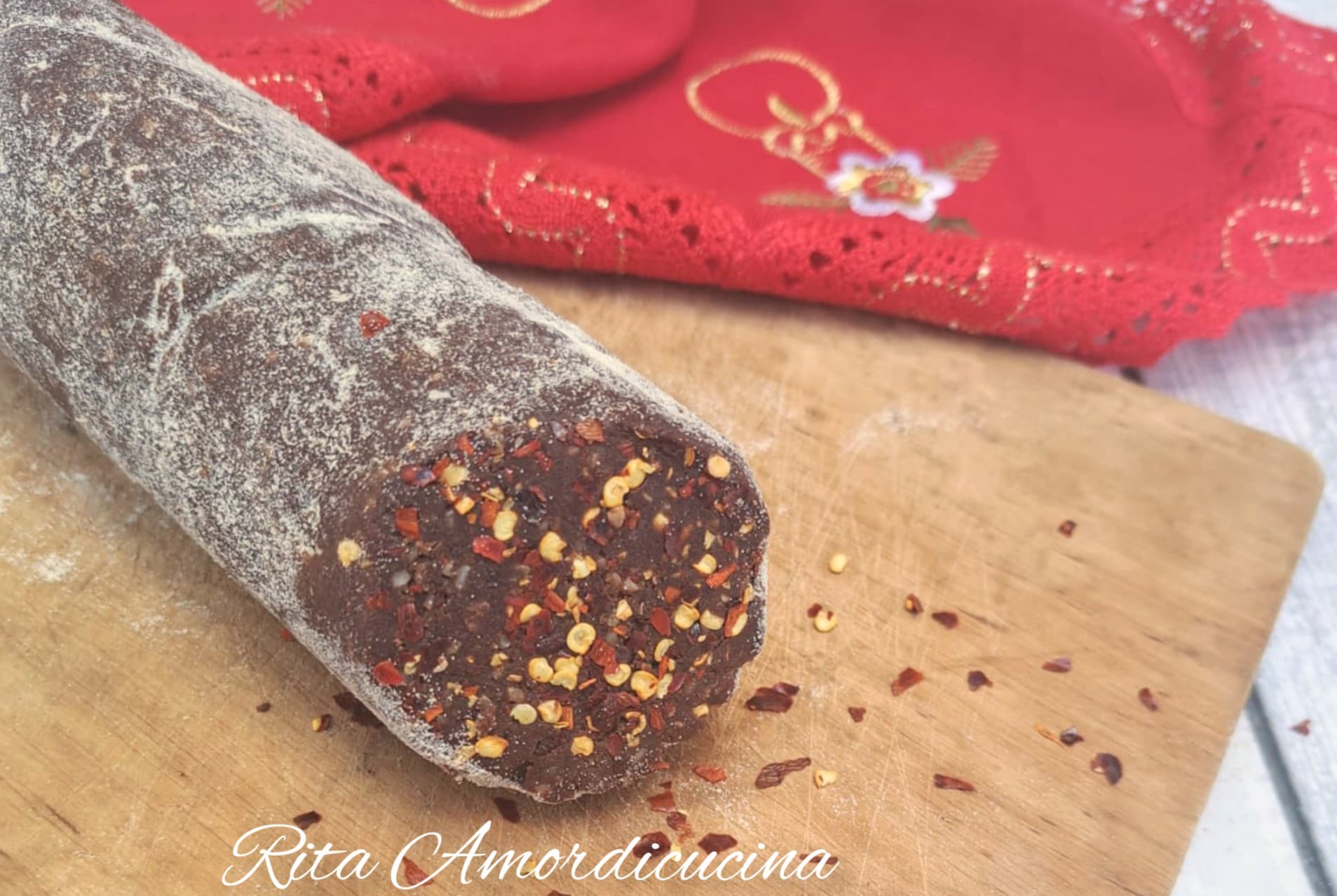 Salame de chocolate dietético com pimenta