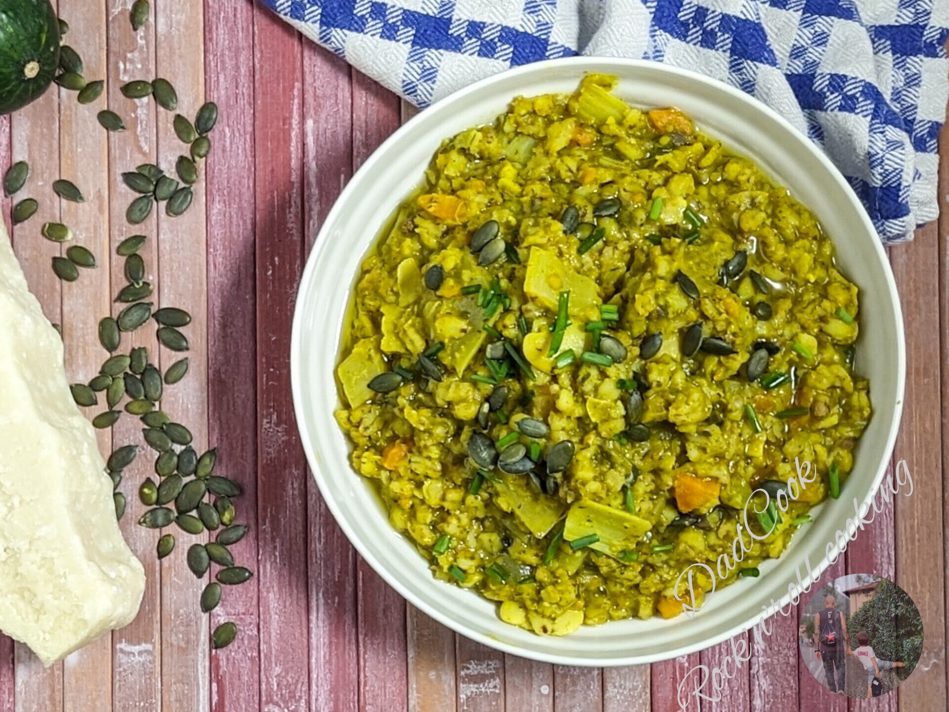 Sopa de legumes e cereais: cevada, favas e acelga