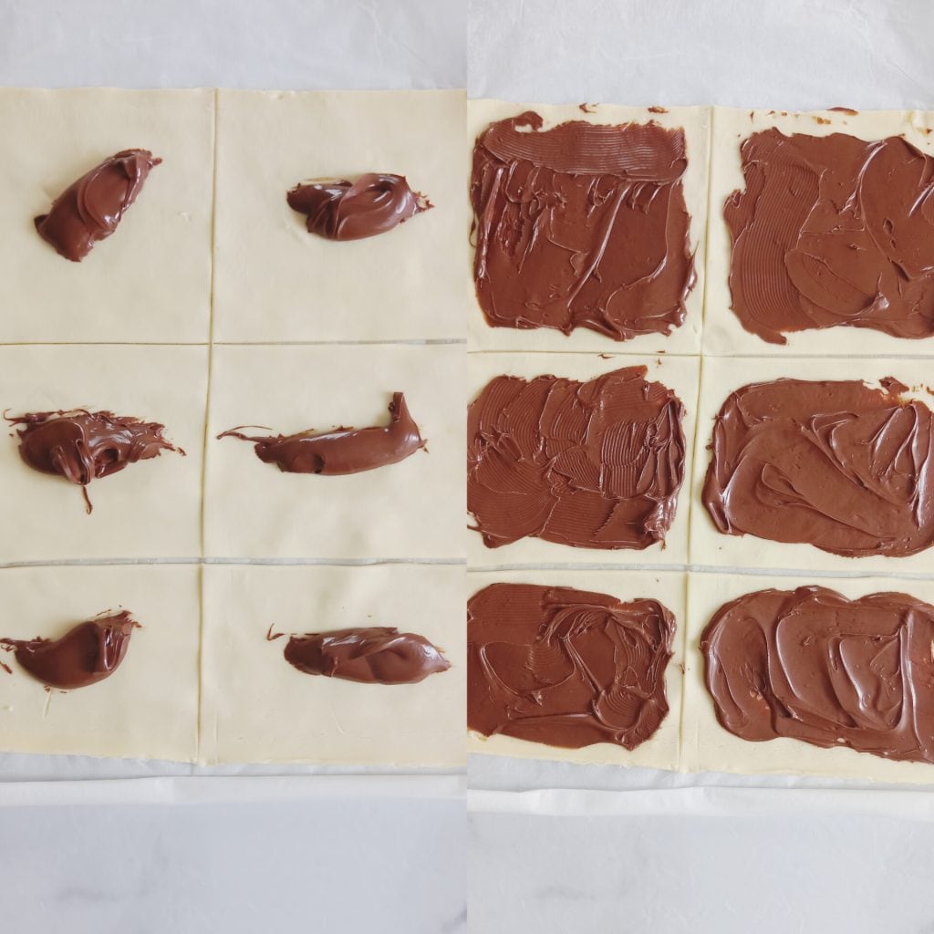 Corações de massa folhada e Nutella