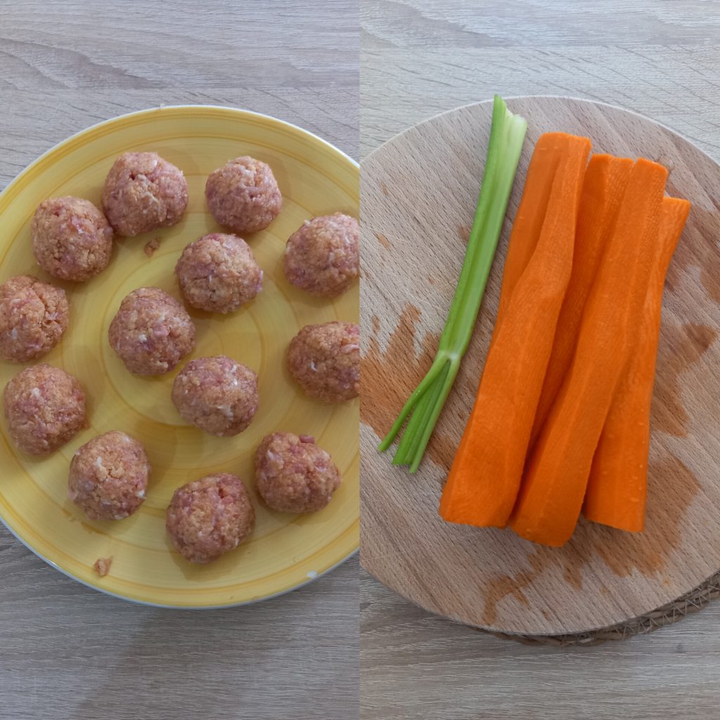 almôndegas de frango com legumes