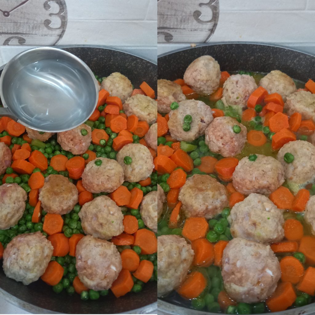 almôndegas de frango com legumes