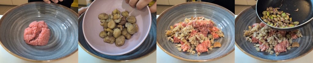 Galinha d'Angola recheada assada com castanhas