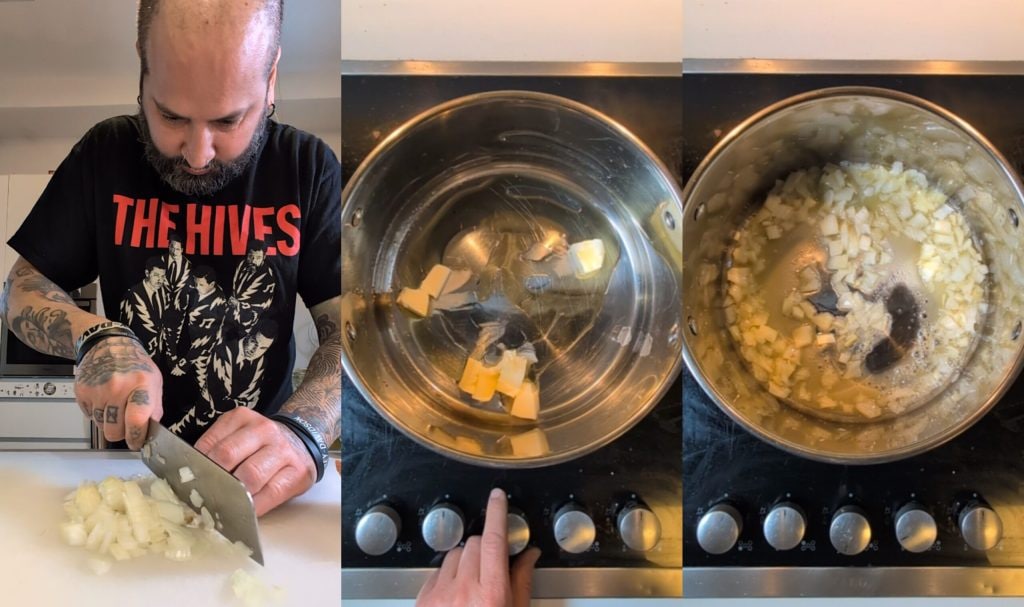 Risoto Primavera com Ervilhas Frescas e Presunto Crocante