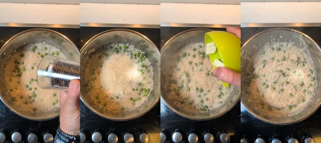 Risoto Primavera com Ervilhas Frescas e Presunto Crocante