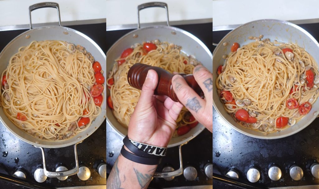 Espaguete com Vôngole e Tomatinhos