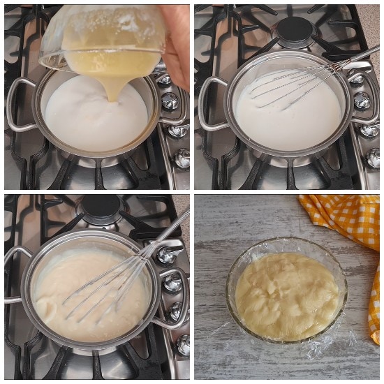 Preparação do creme para o bolo Karpatka