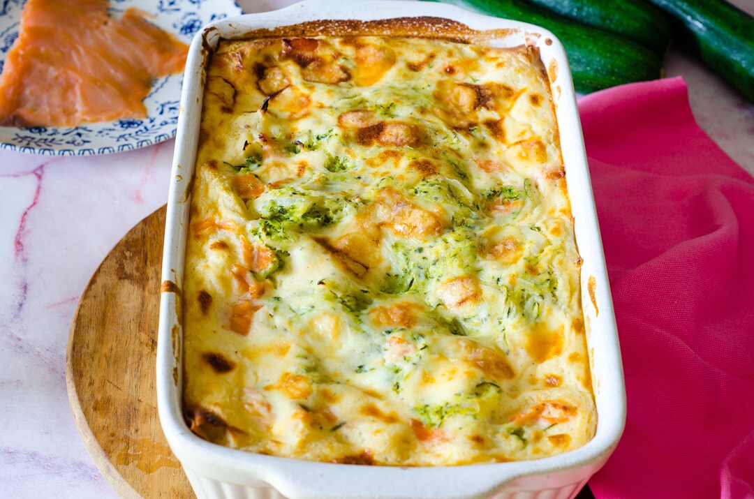 Lasanha de salmão e abobrinha, saborosa, delicada e cremosa!