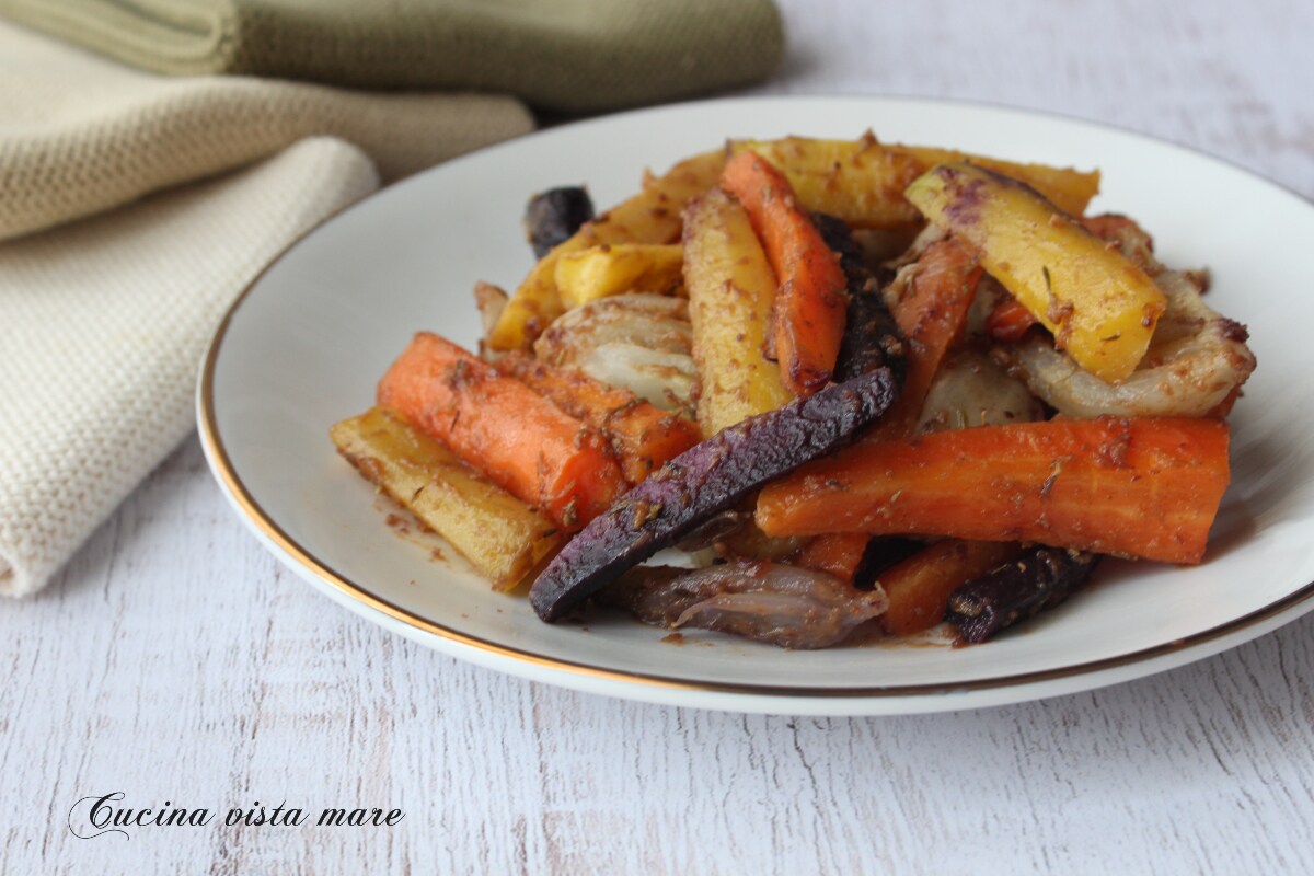 Legumes assados com manteiga de amendoim