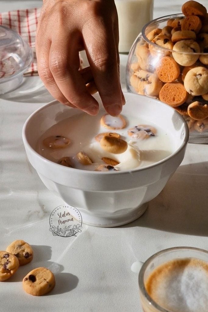 Mini Cookies de Iogurte com Gotas de Chocolate: perfeitos para mergulhar no leite