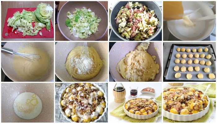 Nhoque de polenta com repolho e speck