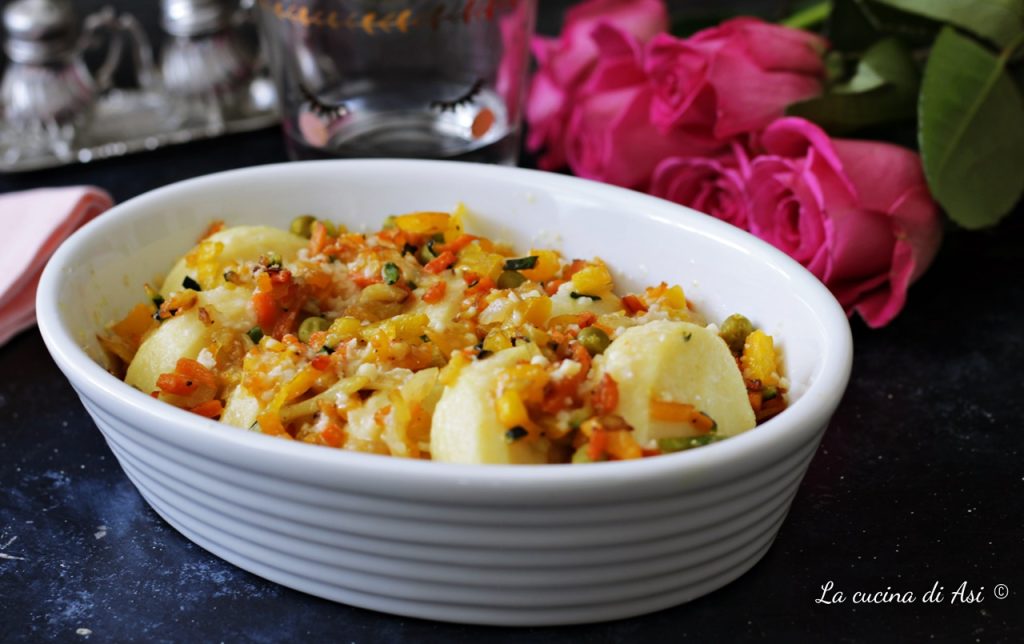 Nhoque de semolina com legumes