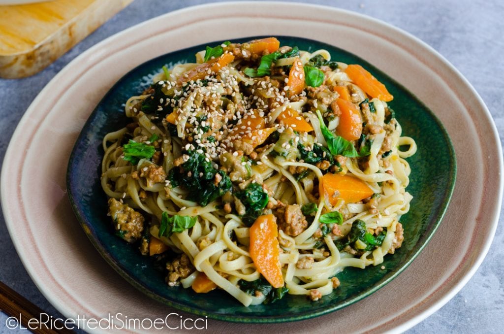Noodles com carne e vegetais fáceis e gostosos - prontos em 30 minutos