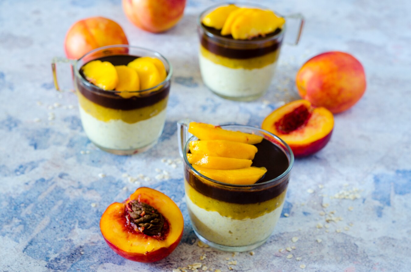 Overnight porridge de pêssegos