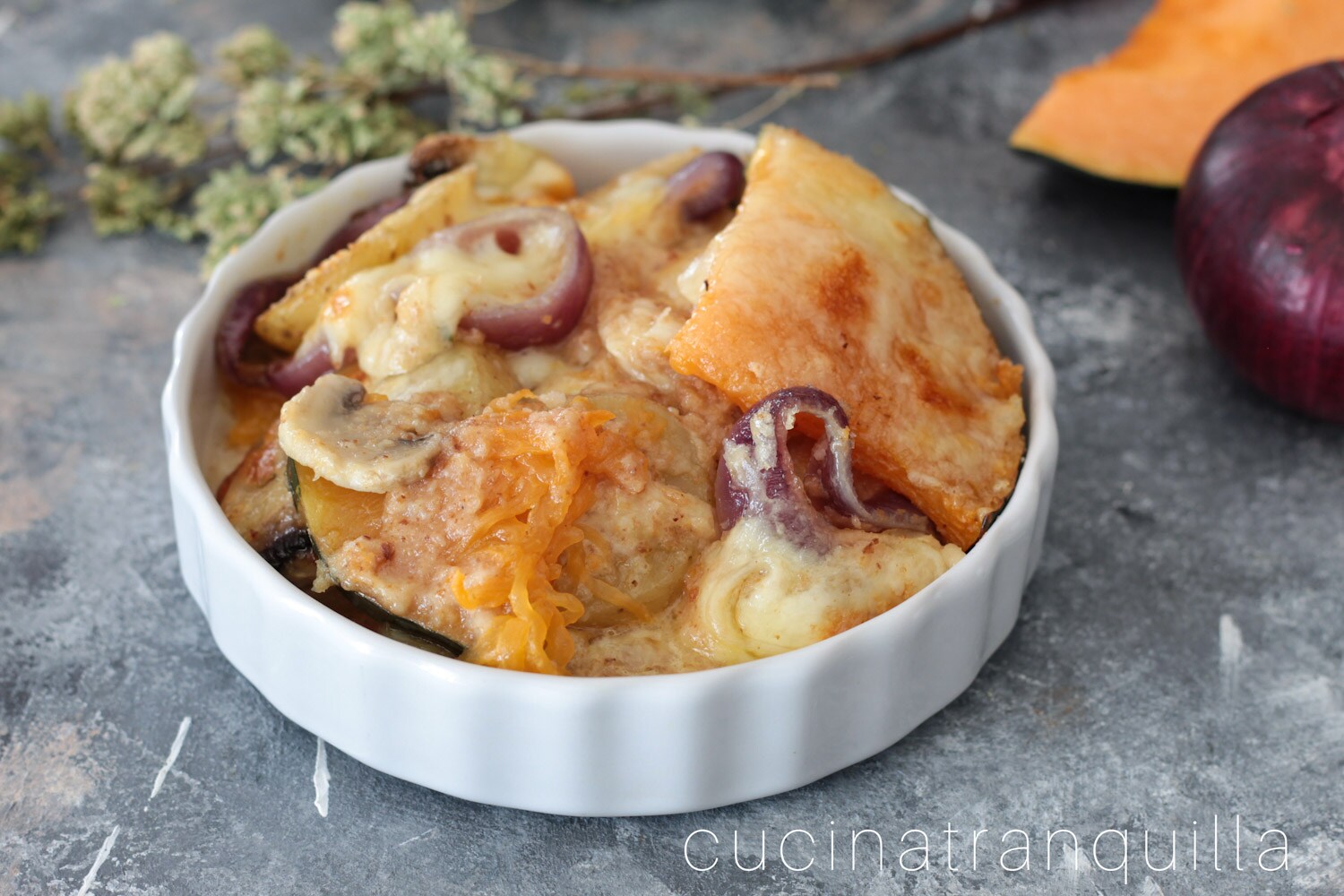 Vegetais de outono gratinados