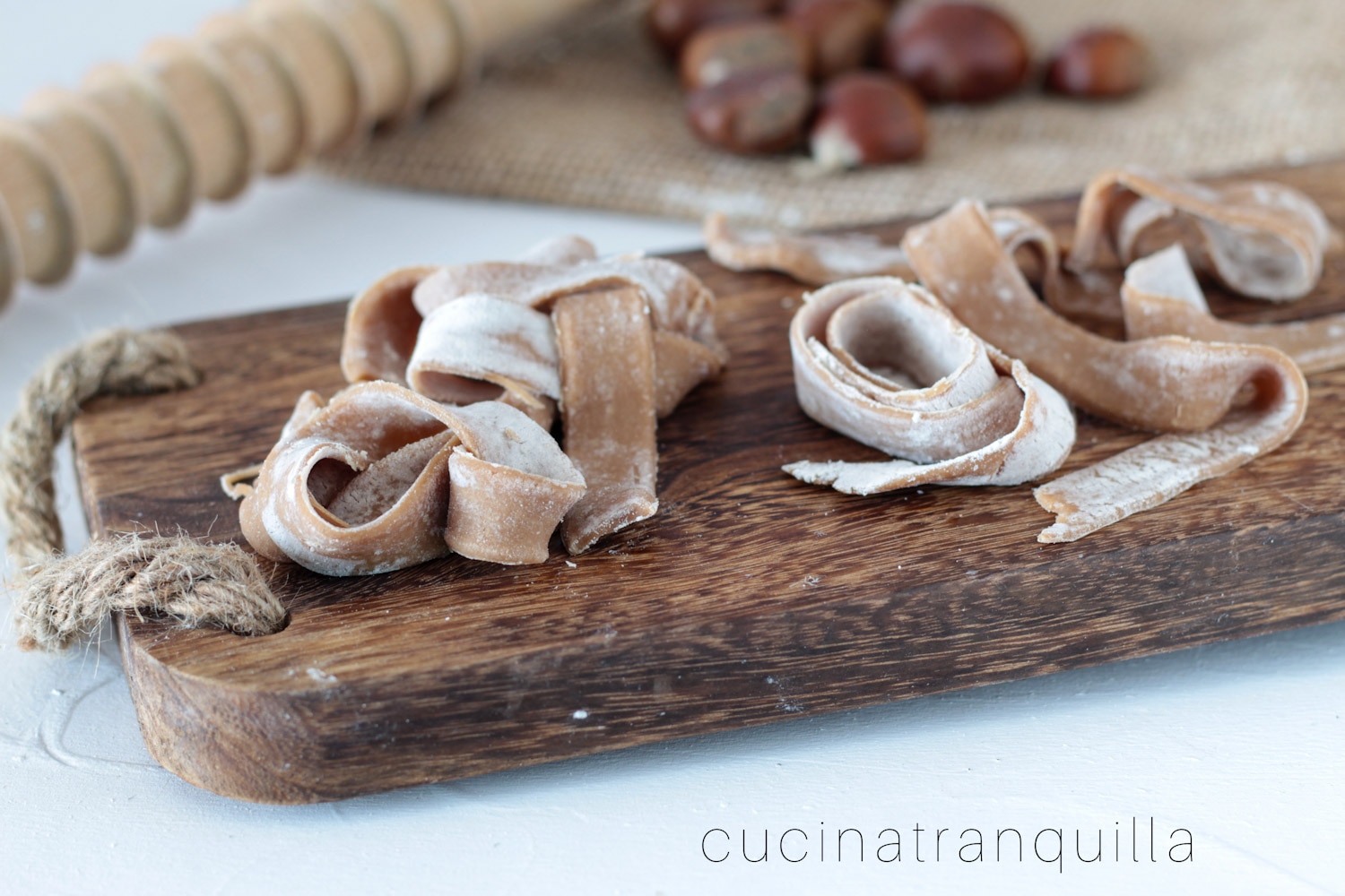 Tagliatelle com farinha de castanha
