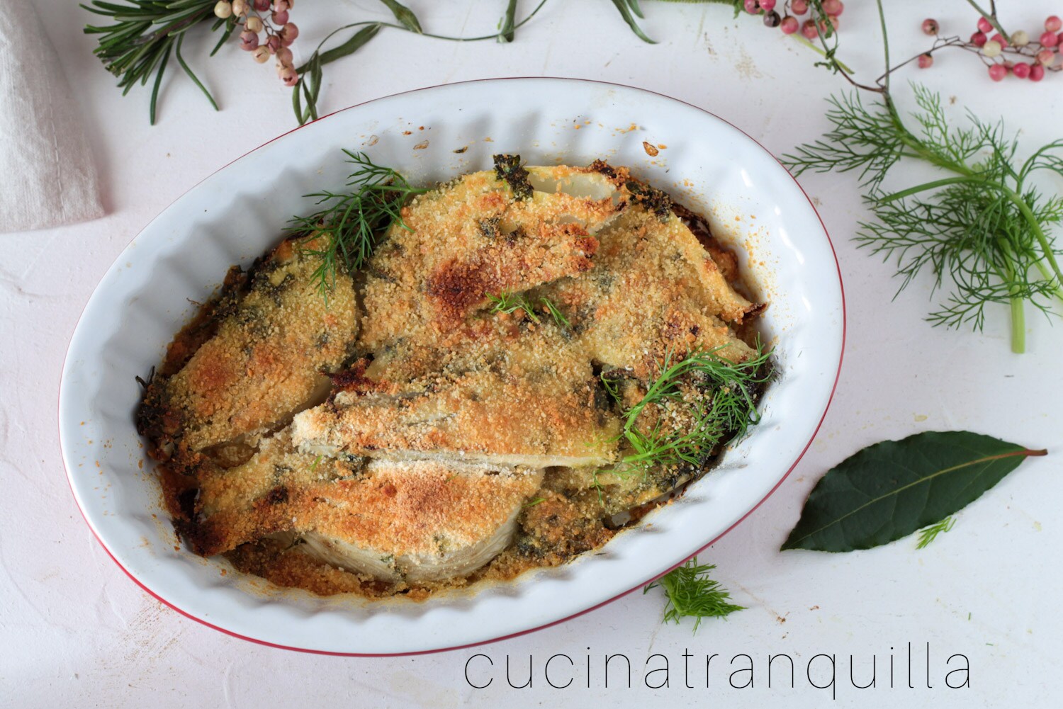 Funcho gratinado no forno