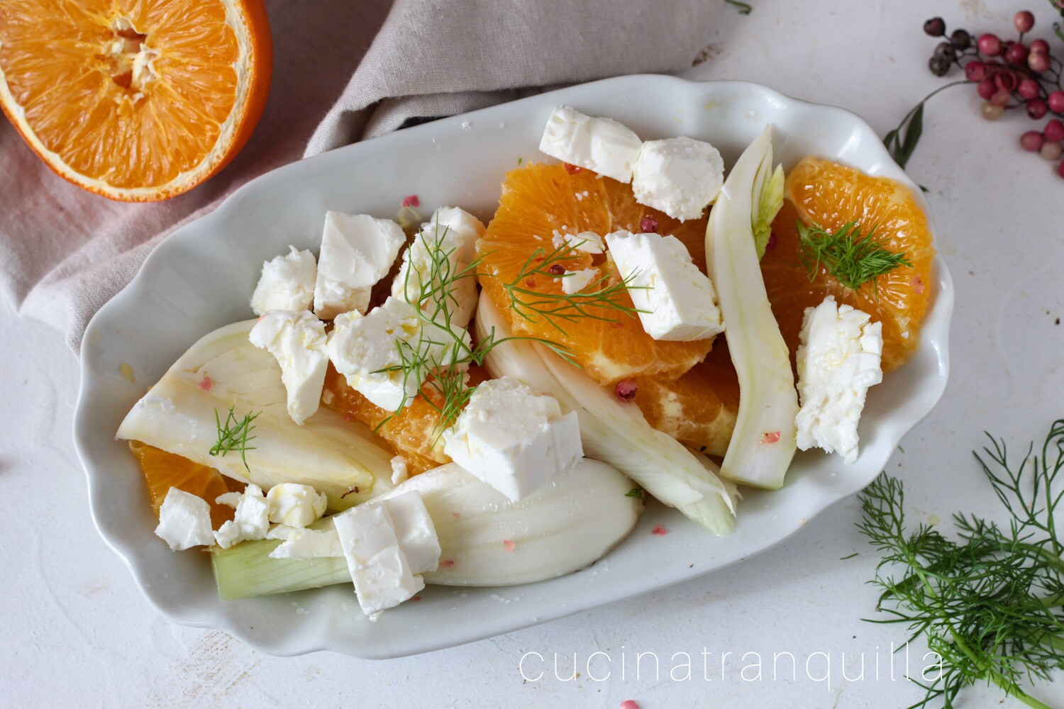 Salada de funcho e laranja com feta