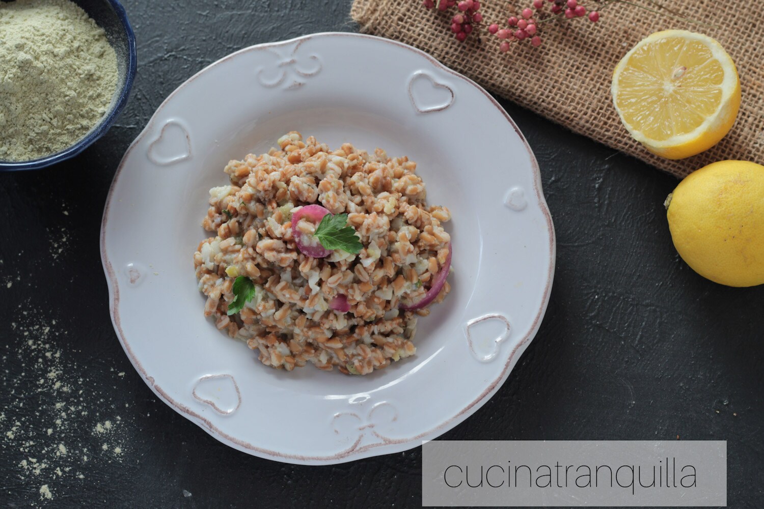 Sopa de espelta com linguado