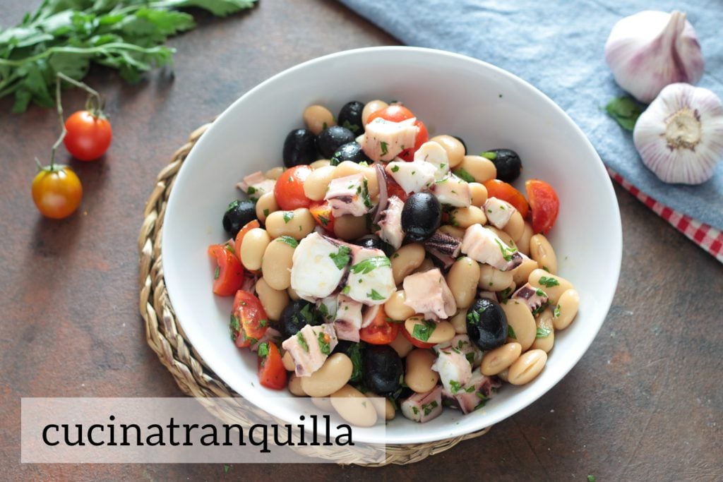 Salada de lulas e feijões brancos