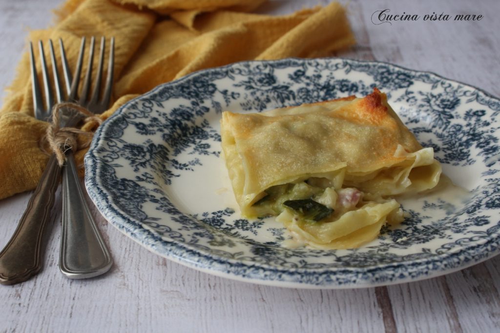 Pacotinhos de lasanha com abobrinha e speck Cozinha vista mar