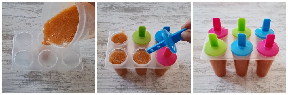 Picolés de pêssego, preparação