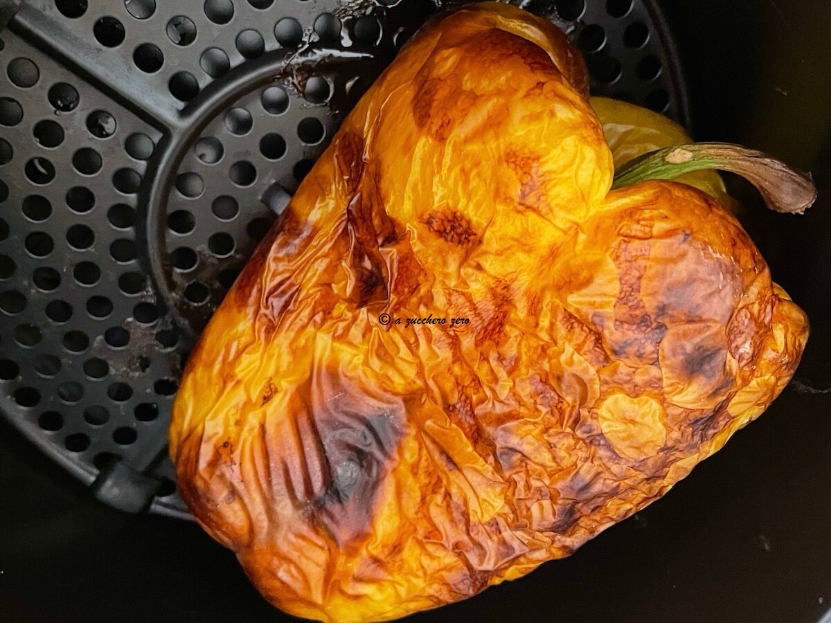 Pimentões assados na fritadeira sem óleo