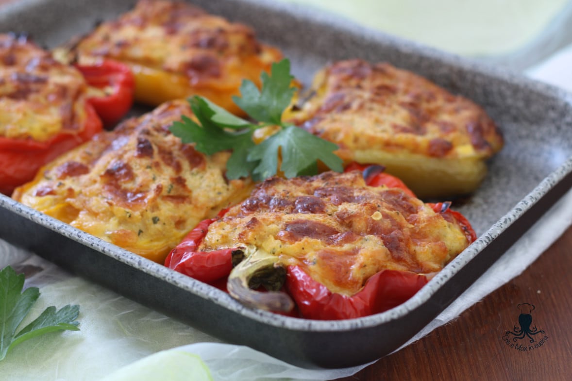 Pimentões recheados sem carne, receita da Apúlia.