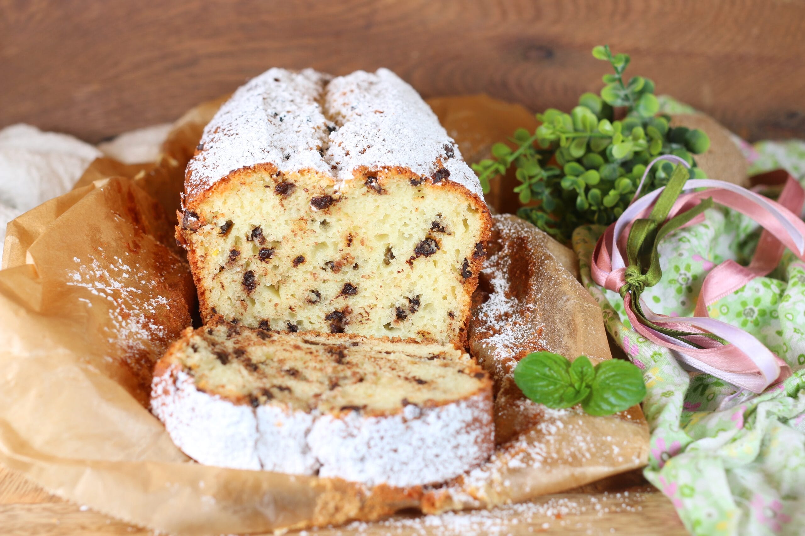Plumcake com ricota e gotas de chocolate