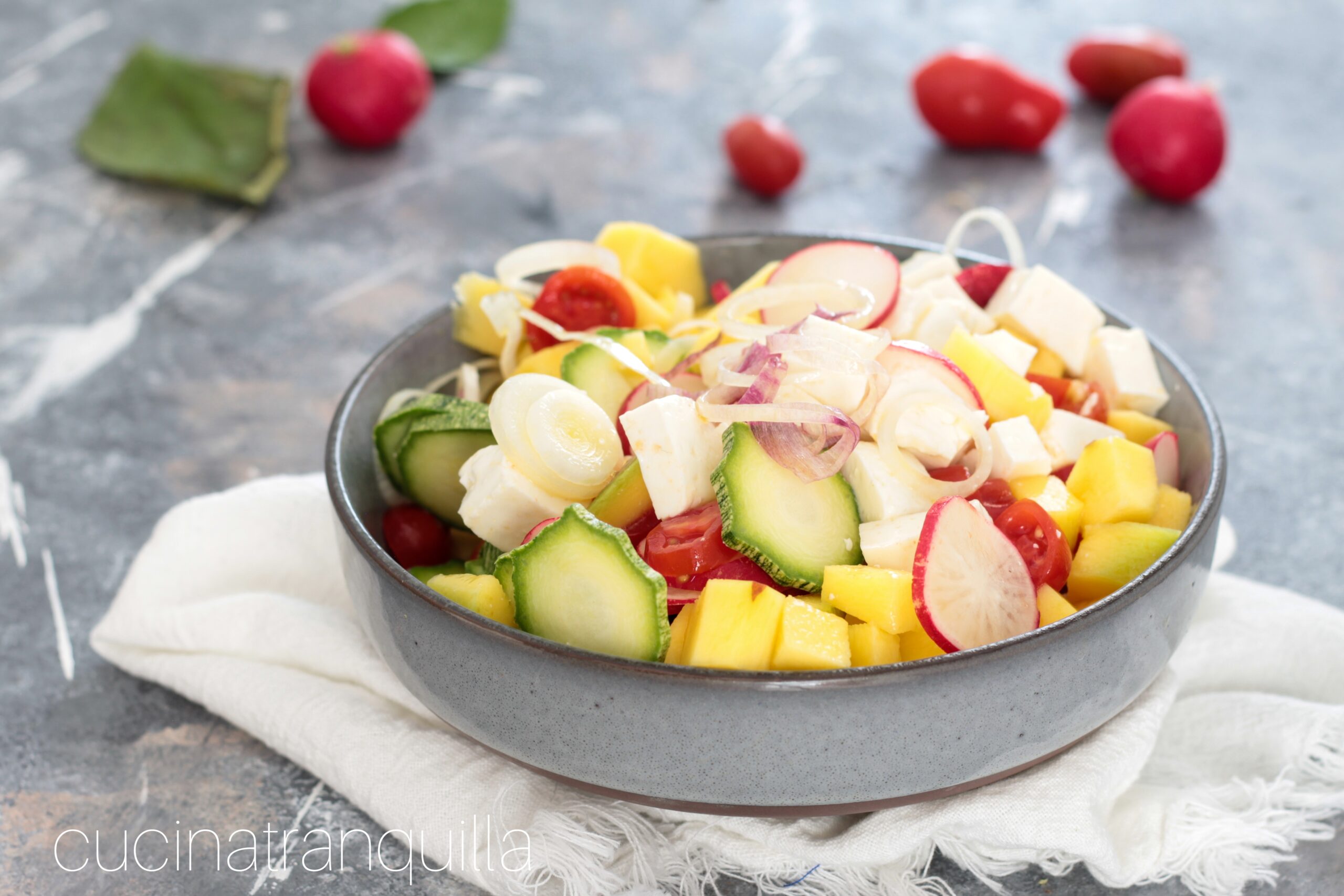 Bowl com queijo fresco e cebola
